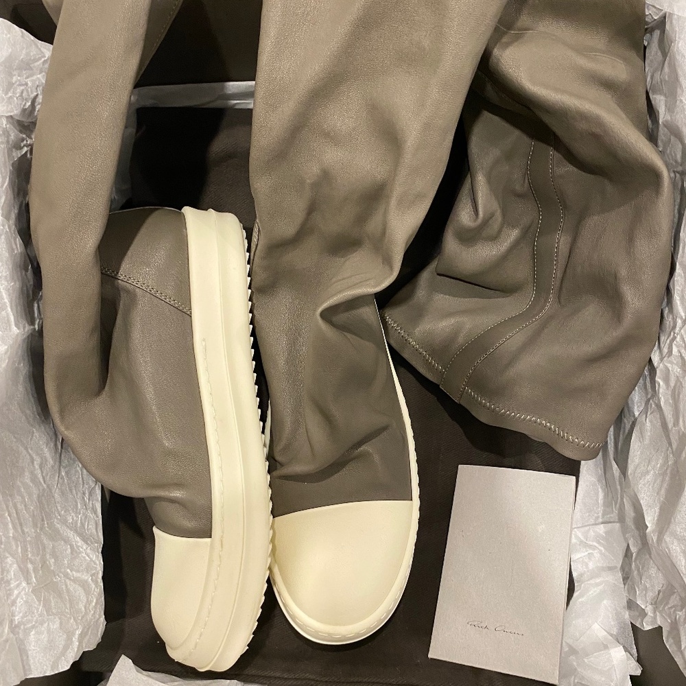 Grey Rick Owens stocking boots